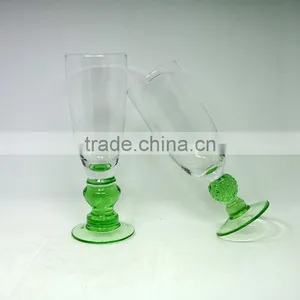 Unique Design Champagne Flute Wine Glass Green Stemware thumbnail-1