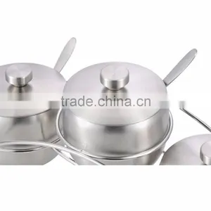 High Quality Stainless Steel Condiment Container Set With Rack thumbnail-4