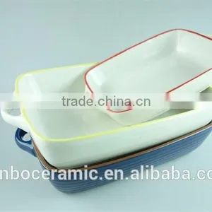 Colorful Cute Ceramic Bakingdish Rectangular Baking Dishes Stoneware Bakeware With Handles thumbnail-4