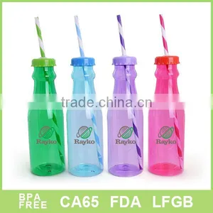 BPA Free Tritan Material With Straw Plastic Soda Water Bottle thumbnail-1