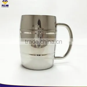 High Quality Double Wall Barrel Shaped Stainless Steel Beer Mug In 380 Ml, 430 ml thumbnail-1