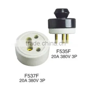 3pin 30A Male and Female Porcelain Socket and Plug thumbnail-3