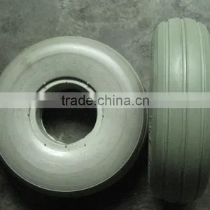 3.50-4 Gray PU Foam Wheel for Storage Cart Wheel thumbnail-1
