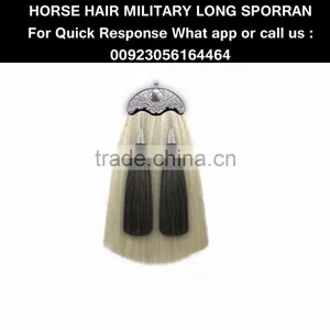 HORSE HAIR MILITARY LONG SPORRAN 100% Original With THISTLE CANTLE thumbnail-1