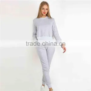 Men Sweatsuit Autumn Made O-neck Irregular Grey Women Custom Tracksuits Set Both Side Slit Sweatsuit Set for Autumn thumbnail-6