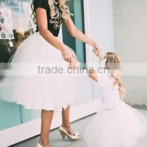 Custom Matching Clothes Mother and Daughter 100% Nylon Tulle Cream Skirts MOMMY AND ME SET thumbnail-4