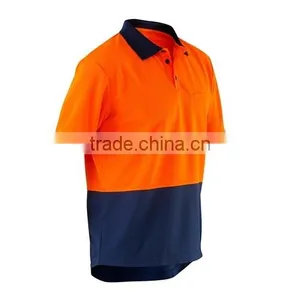 Custom Workwear Spliced Cotton Hi Vis Back Short Sleeve Work T-shirt Polo thumbnail-1
