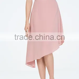 Www Six Photo Com Ladies Pink Chiffon Asymmetrical Skirt thumbnail-5
