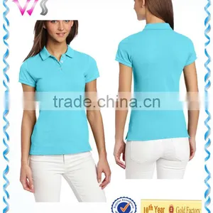 Bright Blue Plain Polo Shirt/women's Embroidery Polo Shirt thumbnail-1
