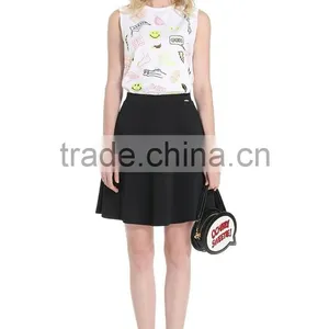 Women's Cartoon Screen Printing Cute Sleeveless O-neck 100% Cotton Loose Tank Tops thumbnail-1