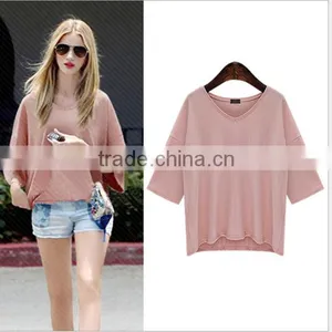 Female Pure Color T-shirt Sleeves Shirt of Cultivate One's Morality Contracted Big Yards Render Unlined Upper Garment Inside Tak thumbnail-1