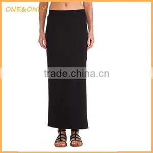 New Modal Skirts Pleated Black Wholesale Long Skirts thumbnail-1