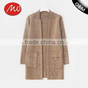 Women Open Front no Button Winter Pocket Long Cardigan Sweater Wool Coat With Low Prices thumbnail-1
