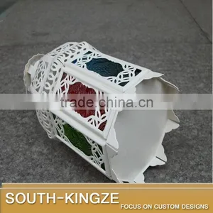 13cm Tall Black White Painting Iron Carving Design Colorful Glass Lamp Shade thumbnail-4