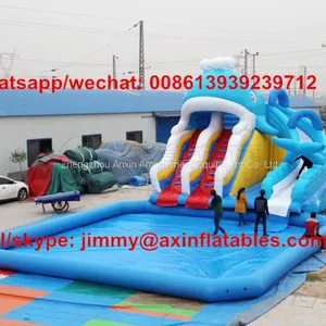 Hot Sale 0.55MM PVC Material Outdoor Inflatable Jumping Slide,Land Inflatable Water Pool Park For Kids thumbnail-1
