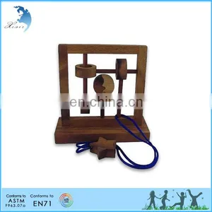 Adult/Kids/Children DIY 3D Cube Brilliant Intelligence Brain Teaser Educational Funny Wooden Toys Chinese Puzzle Moon Walker thumbnail-1