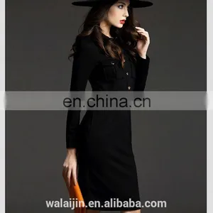 Long Sleeve Pocket on Chest Collar Design High End Woman Communion Dress thumbnail-3