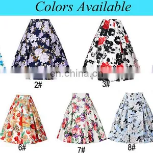 Grace Karin Occident Women Vintage Retro Floral Pattern Cotton Skirt 9 Patterns CL008925-2 thumbnail-5