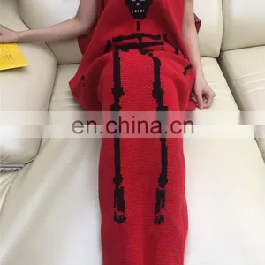 Funny Pattern Mermaid Tail Blanket Crocheted Knitting Wool For Adult Kid Sofa Bed Sleeping Bag thumbnail-2
