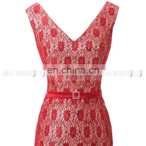 Real Pictures V Neck Lace-Up Sleeveless Mermaid Lace Evening Dresses SD344 thumbnail-5