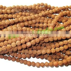 Rudraksha Medium Chikna Beads String (mala) 5 Mukhi (five Face), Size: 7mm thumbnail-1
