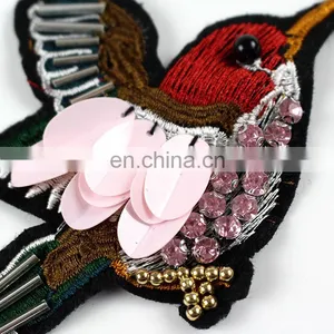 Fashion 12x8cm Wide 3D Beads Sequins Embroidery Birds for Clothing thumbnail-4