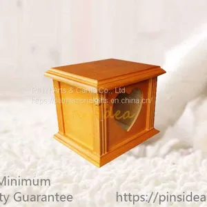 Good Quality Oak Color Birch Wood Monument Shape Photo Frame Pet Urn for Cats thumbnail-3