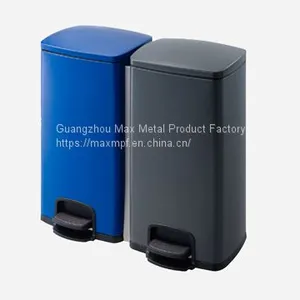 MAX-F108-A Stainless Steel Powder Coated Blue/gray Double Stainless Steel Pedal Bin for Office thumbnail-1