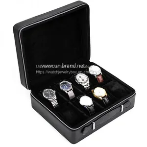 2 Bits 8 Bits 12 Bits PU Leather Watch Zipper Bag Portable Jewelry Storage Box Gift Box thumbnail-4