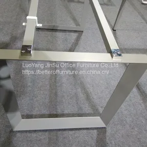 1 Person Modern Office Desk Furniture Melamine Wooden Top Light Gray Color Pentagon Leg thumbnail-5