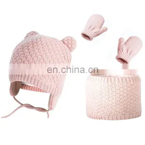 Children's Winter Warm Knit Hat Cute Glove Kids Caps Girls Boys Hand Protection Lovely Glove Baby Kids Girls Boys Gifts thumbnail-3