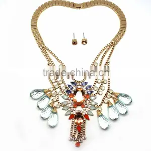 2015 Latest Cheap Alloy African Crystal Beads Jewelry Set, Crystal Jewelry Set Necklace and Earrings Jewelry Set thumbnail-3