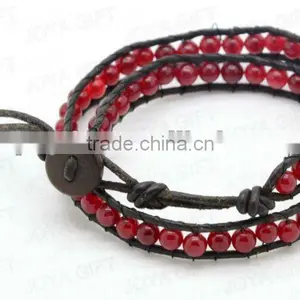 Friendship Wrap Bracelets With Red Agate 4mm Round Beads thumbnail-1