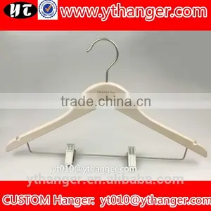 YY0524 Women or Men Flat Wooden Suit Hanger With Trousers Clips thumbnail-1