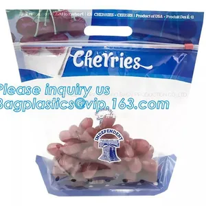 Fresh Lock Packaging Pouch Vent Hole And Handle, Grape, Mango, Fruit, Vegetable, PP Slider Lock Zipper Bags thumbnail-1
