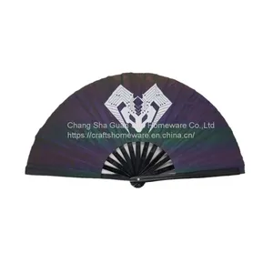 Large Folding Silk Hand Fan Hand Folding Fans Chinese Tai Chi Folding Fan for Men and Women Performance thumbnail-1