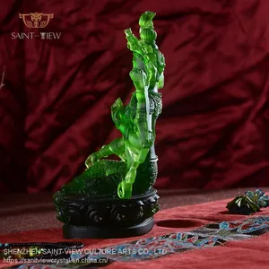 Factory Wholesale Liuli Jade Buddha Statue Green Tara Five Size thumbnail-3