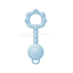 Custom Baby Teethers Wholesale Silicone Baby Rattling Teething Toys Food Grade Silicone Custom Silicone Teether thumbnail-1