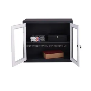 Office Small Small Steel File Cabinet Glass Door Low Showcase Display Cabinet thumbnail-2