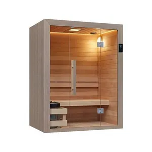Luxury Multi-user Mixed Infrared Traditional Sauna Room With Modern Design Solid Wood Construction for External Use; thumbnail-4