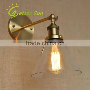 Loft Glass Shade Wall Sconce Bedside Vintage Solar Wall Light for Corridor thumbnail-2