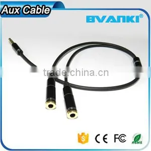 2016 Top Selling Products in 3.5mm Aux Cable 1 Male to 2 FeMale Stereo Aux Audio Cable for Iphone 6 Free Samples Supplier's Choice thumbnail-2