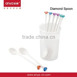 D657 Diamond Coffee Spoon Plastic Spoon Dessert Spoon thumbnail-1