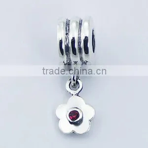 Austrian Crystals 925 Silver Corrugated Bead Flower Charm thumbnail-1