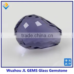Hot Sale Synthetic Amethyst Teardrop Crystals Glass Bead With Half Drill thumbnail-1