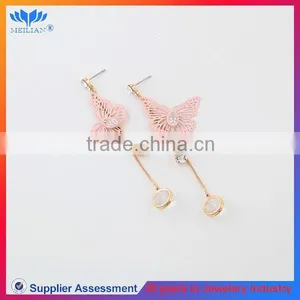 Fashion Colorful Butterfly Charm Tassel Crystal Drop Earrings for Women Wholesale thumbnail-1