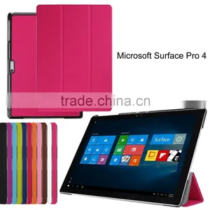 Hot Sale Hor Press Ultra Thin Flip Leather Case for Mircosoft Surface Pro 4 Flip Leather Cover Case thumbnail-1