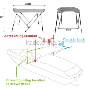 2 Bow 25mm Diameter Aluminum Round Tube 2 Bow Bimini Top Quality Choice thumbnail-2