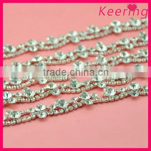 Fashion Clear Color Rhinestone Cup Chain Trim for Dress WRC-221 thumbnail-1