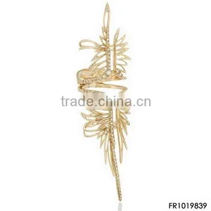 Diamond Mosaic Hinge Knuckle Ring Gold Filigree Wing Ring thumbnail-2